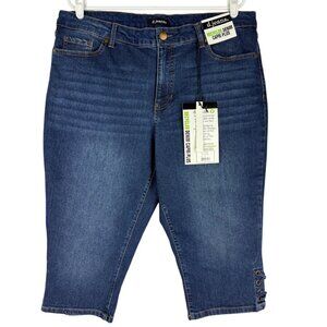 D. Jeans Women's Stretch Criss Cross High Rise Blue Denim Capri Plus Size18W NWT